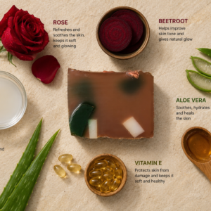 Purel Care Rose & Beetroot Handmade Soap With Rice Water, Aloe Vera & Vitamin E for Naturally Radiant Skin